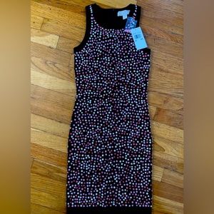 Michael Kors Floral-Sequin Tank Dress Black/Electric Pink SZ XXS Nwt $395
